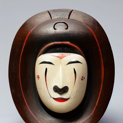 Prompt: ikki ningyo face mask, japan, meiji period 1 9 th century