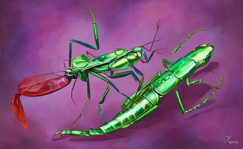 Image similar to Insect Alchemy mantis. By Konstantin Razumov, highly detailded