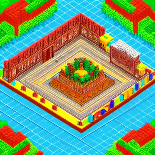 Prompt: isometric pixel art diorama of calcuta, india