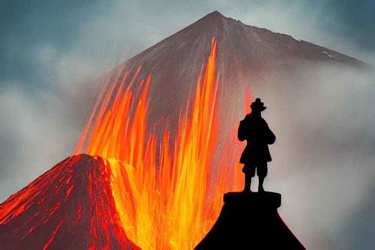 Prompt: a statue of volcano in front of a checkerboard background, high definition, digital art