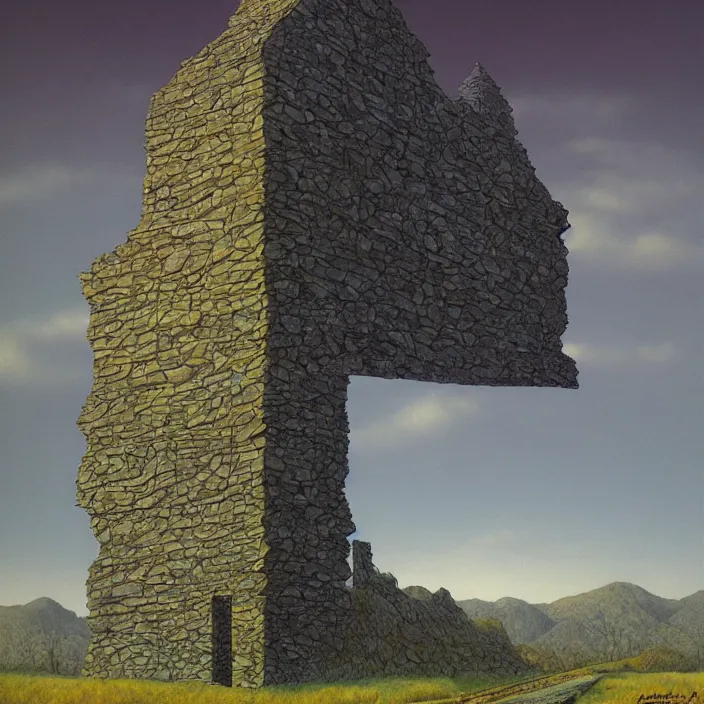 Image similar to a building in a landscape, by michael whelan