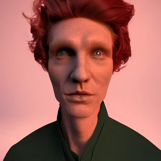 Prompt: a red headed man, cycles render, art, side burns, portrait,