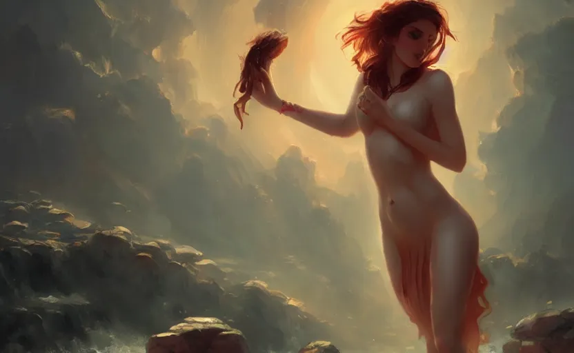 Image similar to A painting of Aphrodite trending on artstation in the style of Greg Rutkowski