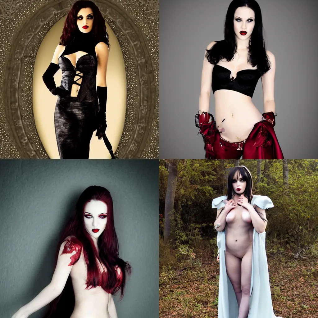 Prompt: full body photo of a beautiful vampire woman