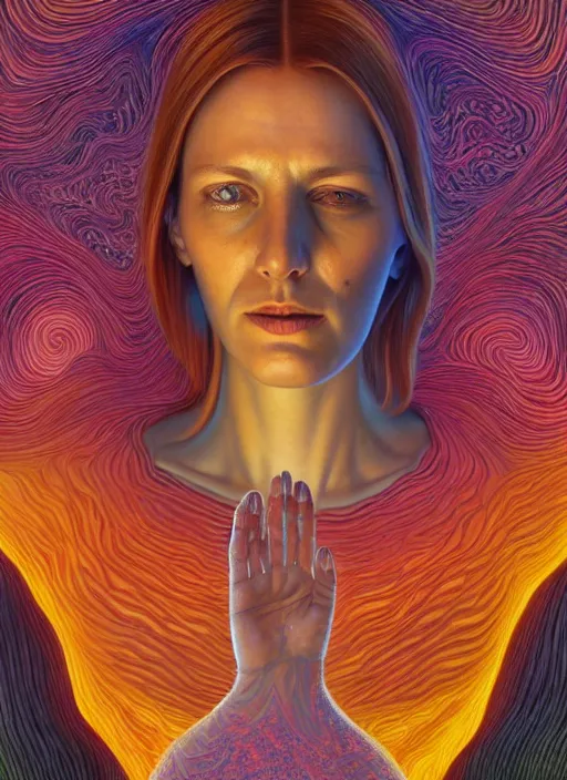 Image similar to portrait ultra dimensional woman, accidentally tripping on dmt and acid, psychedelic experience, overwhelming psychosis of self realization and burning awakening, ultra high definition, unreal engine 5, hyperrealism, masterpiece composition, by casey weldon, barclay shaw