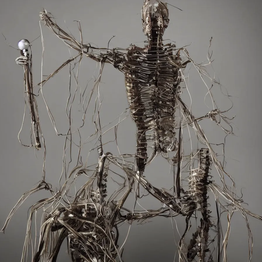 Image similar to a living automaton with nerves