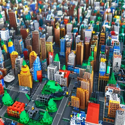 Prompt: life sized city made of lego, trending on artstation