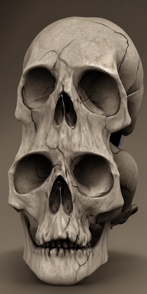 Image similar to melting skull, marble statue, highly detailed, 4 k