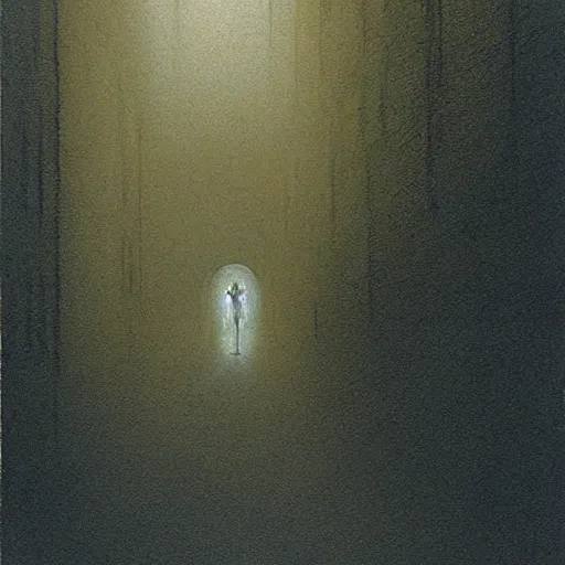 Image similar to a detailed matte painting of a Ghostbuster by Zdzislaw Beksinski