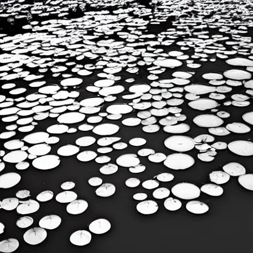 Image similar to lily pads, award winning black and white photography