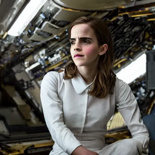 Image similar to A still of Emma Watson in Interstellar movie
