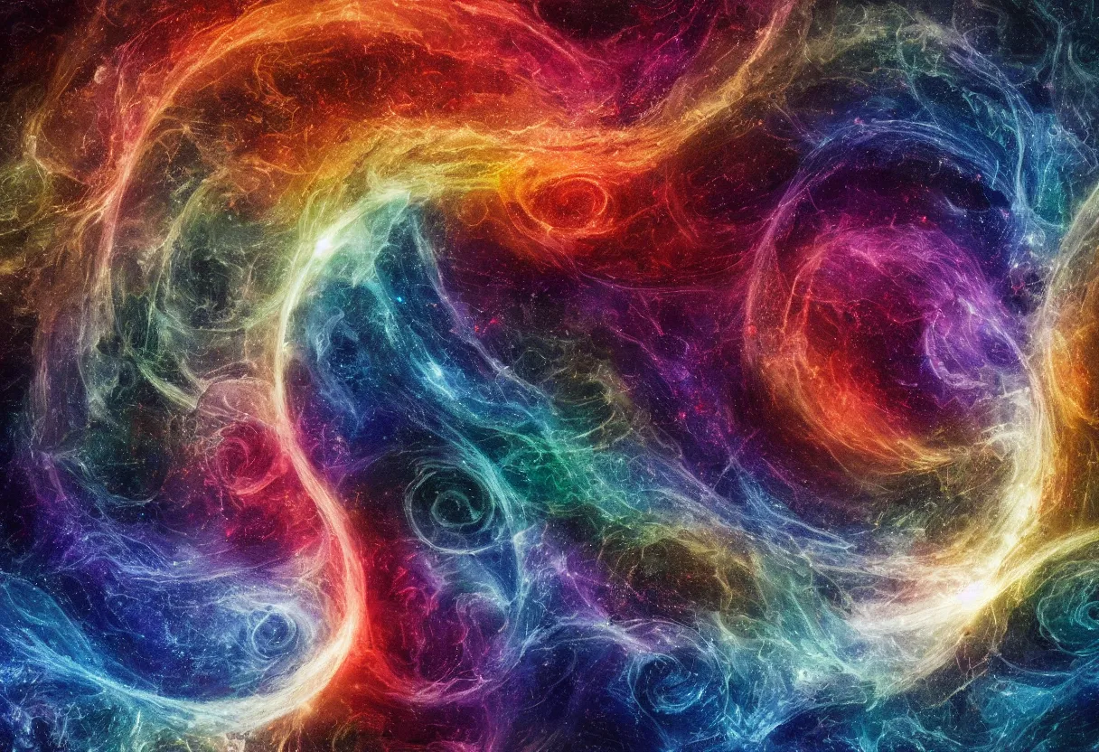 Prompt: the flowing complex abstract swirls of space and time