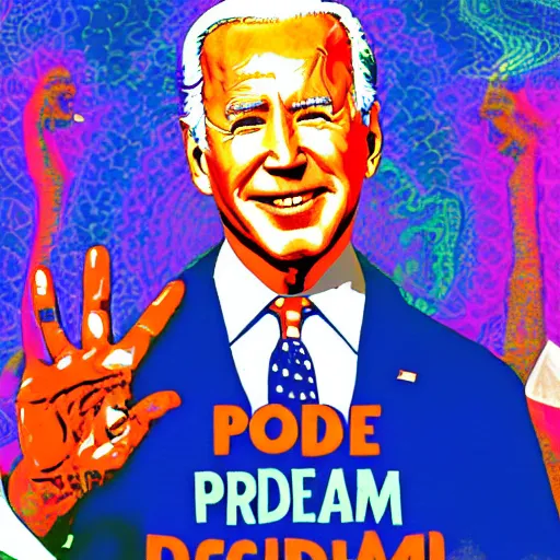 Prompt: a psychedelic dream inspired by Joe Biden