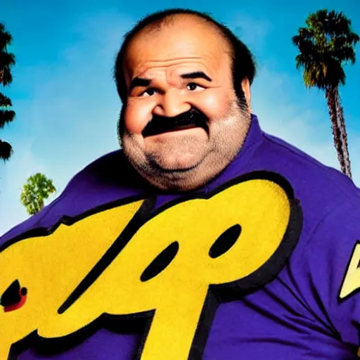 Prompt: live-action-Wario-hollywood movie casting, played by Dom DeLuise, posing for poster photography