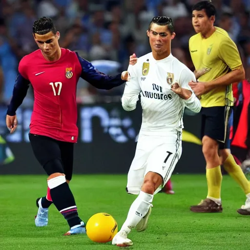 Prompt: cristiano ronaldo with carlos cabello rey head