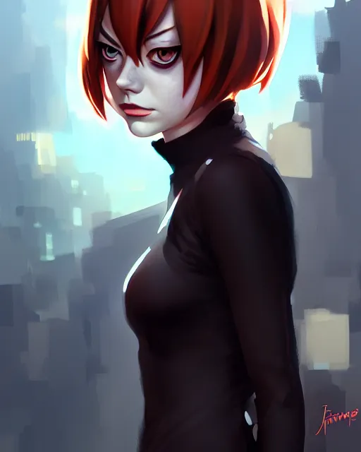 Image similar to emma stone as a thief, black clothing, mask, fantasy, portrait shinkai makoto studio ghibli studio key hideaki anno sakimichan stanley artgerm lau rossdraws james jean marc simonetti elegant highly detailed digital painting artstation pixiv