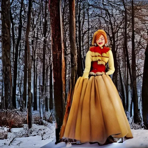 Prompt: emma stone wearing valenki in russian village, winter, painted by ron arad and steve argyle, blonde hair, cinematic