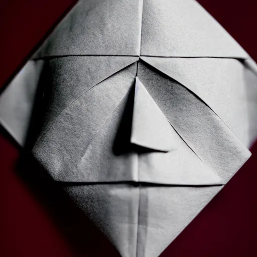 Prompt: human face in origami, macro photo 1 0 5 mm