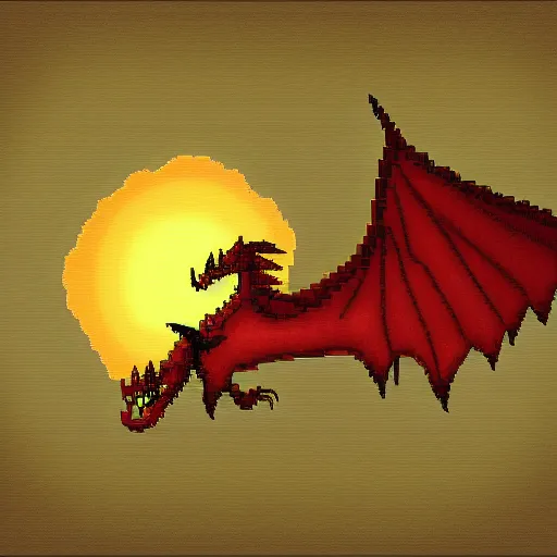 Prompt: pixel art of a dragon, digital art