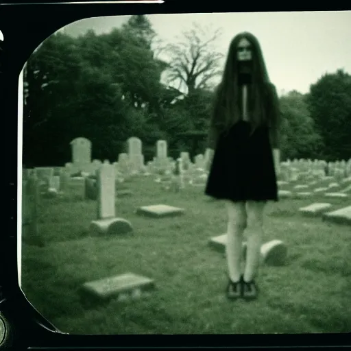 Image similar to gothic girl on graveyard, 8 mm film