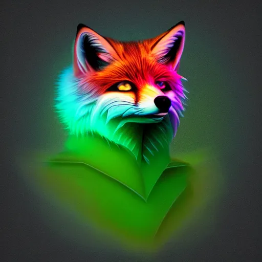 Prompt: digital very very green green fox, retrowave palette, digital world, highly detailed, electric breeze, anatomically correct vulpine, synth feel, fluffy face, ear floof, flowing fur, super realism, accurate animal imagery, 4 k digital art