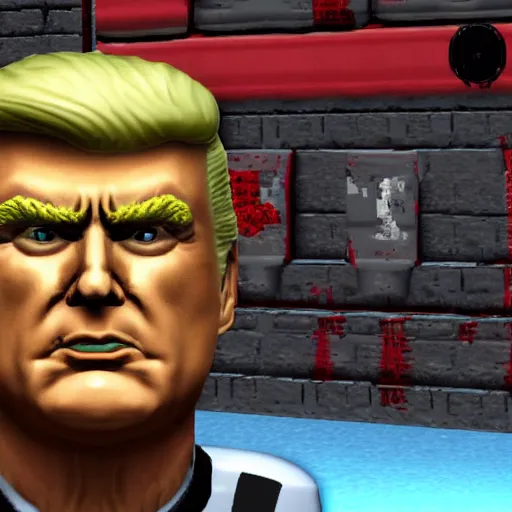 Image similar to duke nukem 3 d screenshot : donald trump