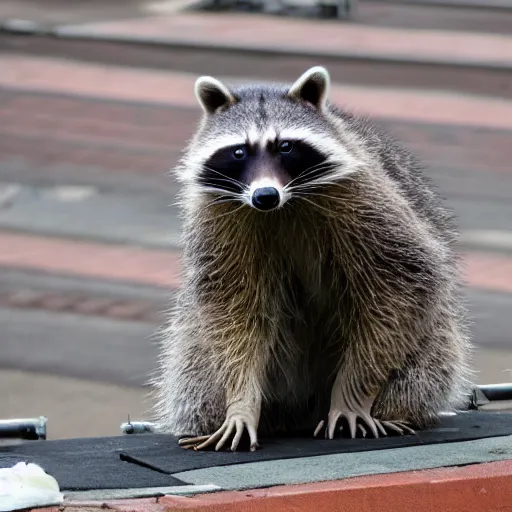 Image similar to giant racoon attacking city