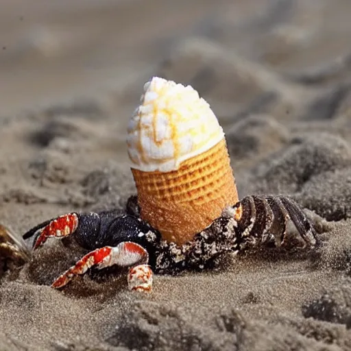 Image similar to donald trump, crying in a beach resort becase his ice cream cone fell on the sand. Hermit crabs surround the cone. Realistic, detailed, photorealistic.