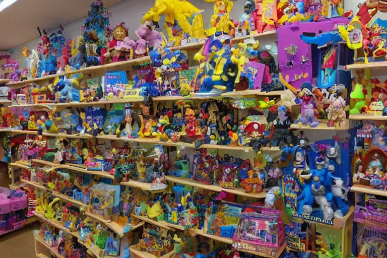 Prompt: photo of a toy store for wizards, magical toys