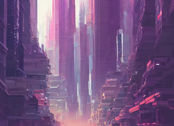 Prompt: A professional digital painting of a sci-fi city with strange angles, by Alena Aenami, trending on Artstation