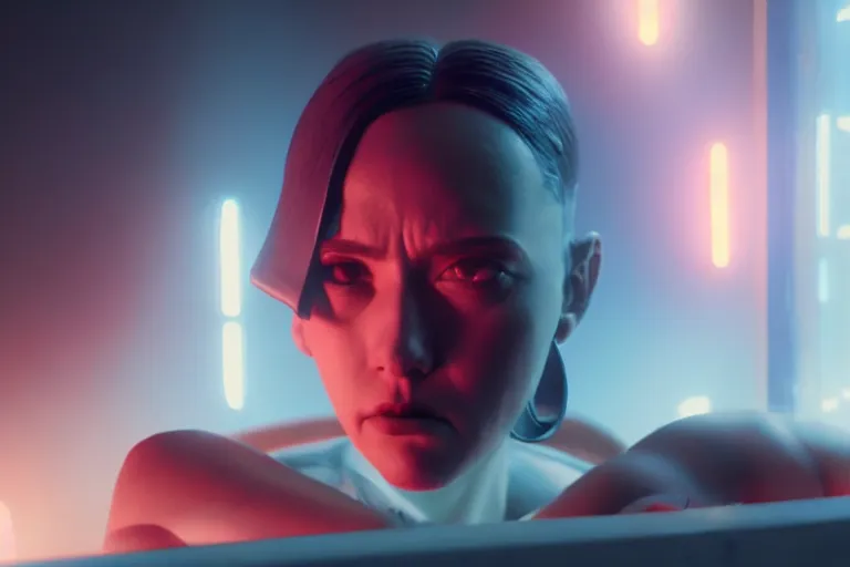 Image similar to vfx film, love death and robots, flat color profile low - key lighting award winning photography arri alexa cinematography, hyper real photorealistic cinematic, atmospheric cool colorgrade