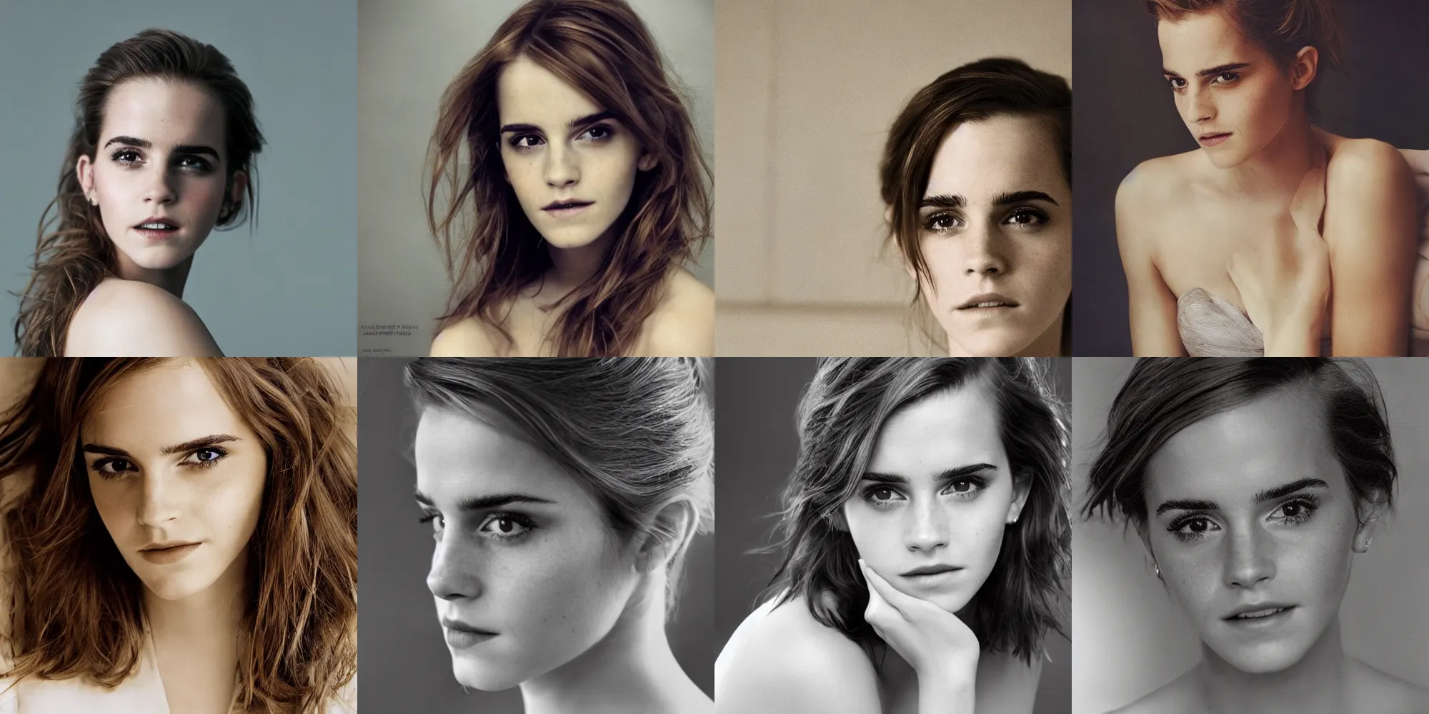 Image similar to a beautiful close - up shot of emma watson, beautiful soft light failling on her face, studio photography by annie leibovitz