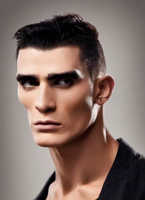 Image similar to Handsome Frankenstein, smooth skin, young man, masculine, strong cheekbones, gorgeous