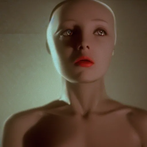 Image similar to movie still of a the alien girl, cinematic composition, cinematic light, by david lynch