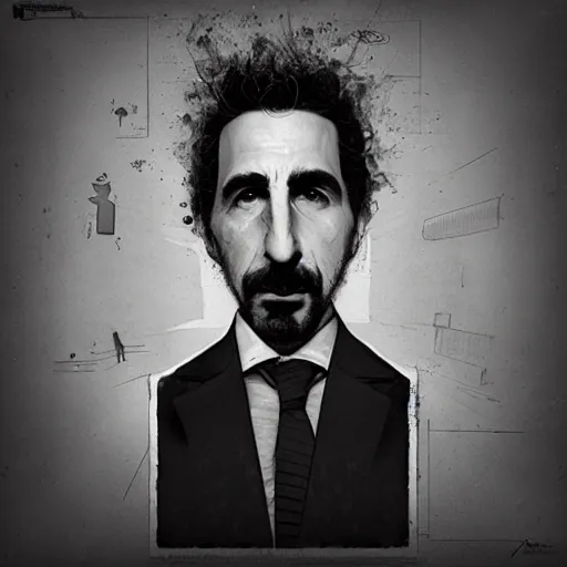 Image similar to epic album cover, serj tankian, tending on artstation, award - winning art