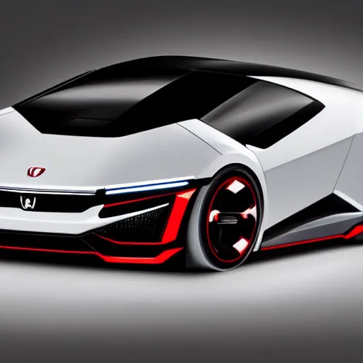 Image similar to the all new futuristic honda civic lamborghini jet car, concept car, prototype car, scifi art