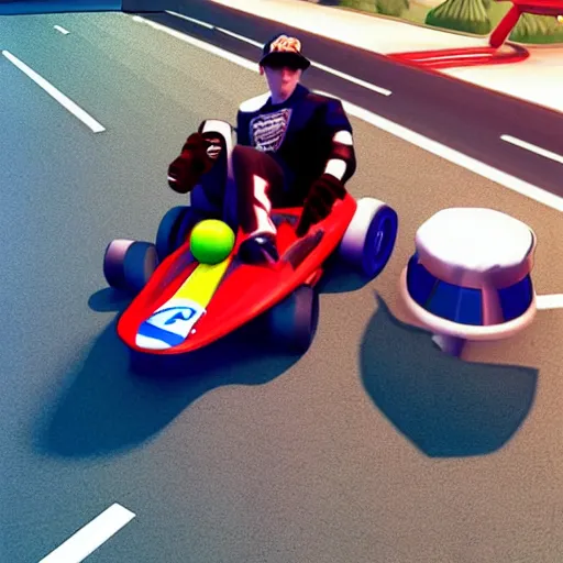 Image similar to eminem in mario kart