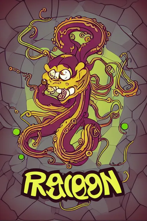 Image similar to Racoon with tentacles, the devil, sticker, blood thirsty, spawn of Satan, burning in hell, blood, evil, colorful, illustration, highly detailed, simple, smooth and clean vector curves, no jagged lines, vector art, smooth