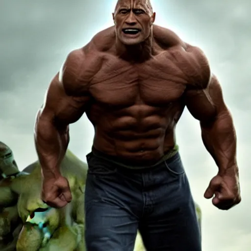 Image similar to Dwayne Johnson as hulk