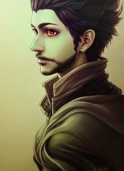 Prompt: a portrait of emad on ama an ultrafine detailed painting, detailed painting, detailed eyes!!, final fantasy octopath traveler lovecraft ghibly