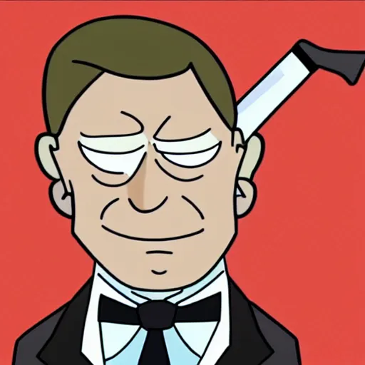 Image similar to james bond in rick and morty, illustration.