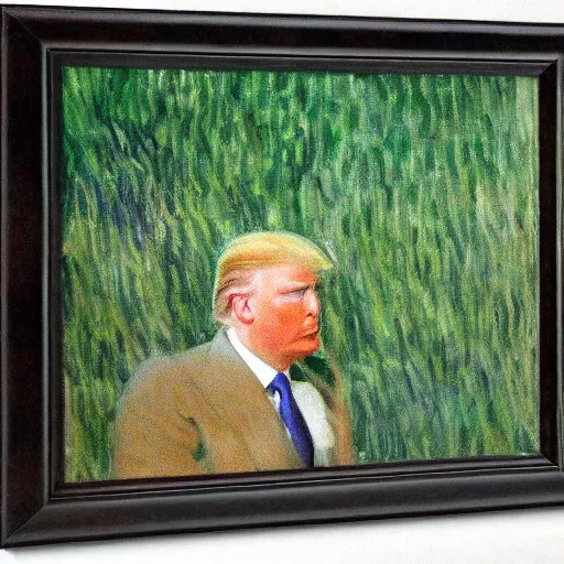 Image similar to Trump playing Hide-and-Go-Seek, portrait by Monet