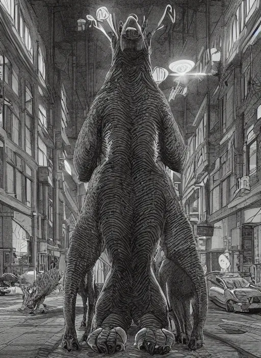 Image similar to Beastars Legoshi , Dynamic lighting, Charachter design, cinematic, extremely high detail, photo realistic, cinematic lighting, pen and ink, intricate line drawings, post processed, concept art, artstation, matte painting, style by Raphael Lacoste, Eddie Mendoza, Q Hayashida, Paru Itagaki