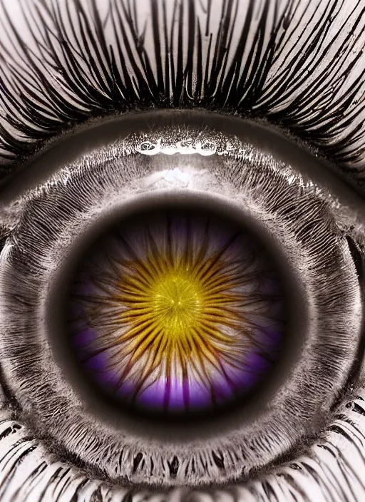 Image similar to macro human iris!, happy smiling human iris, centered thin ring iris textures, eyelashes, advanced art, art styles mix, from wikipedia, wet eye relections, hd macro photograph, montage