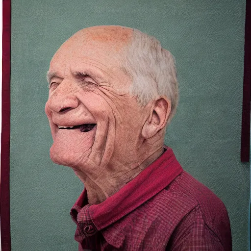 Image similar to a smiling old man seen through a sheet