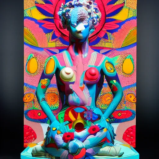 Image similar to modern sculpture visionary art color and shapes by tristan eaton and james jean, chiho aoshima color scheme