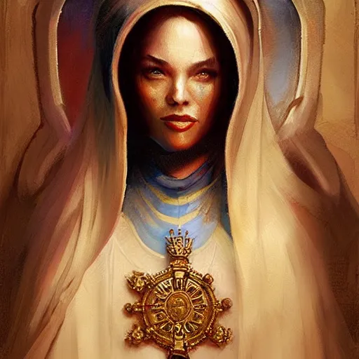 Image similar to female pope, an oil painting by ross tran and thomas kincade