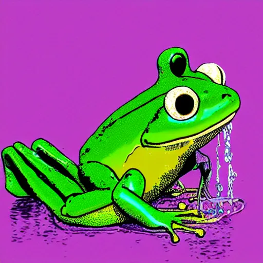 Prompt: frog drowning in yogurt ( not sus )