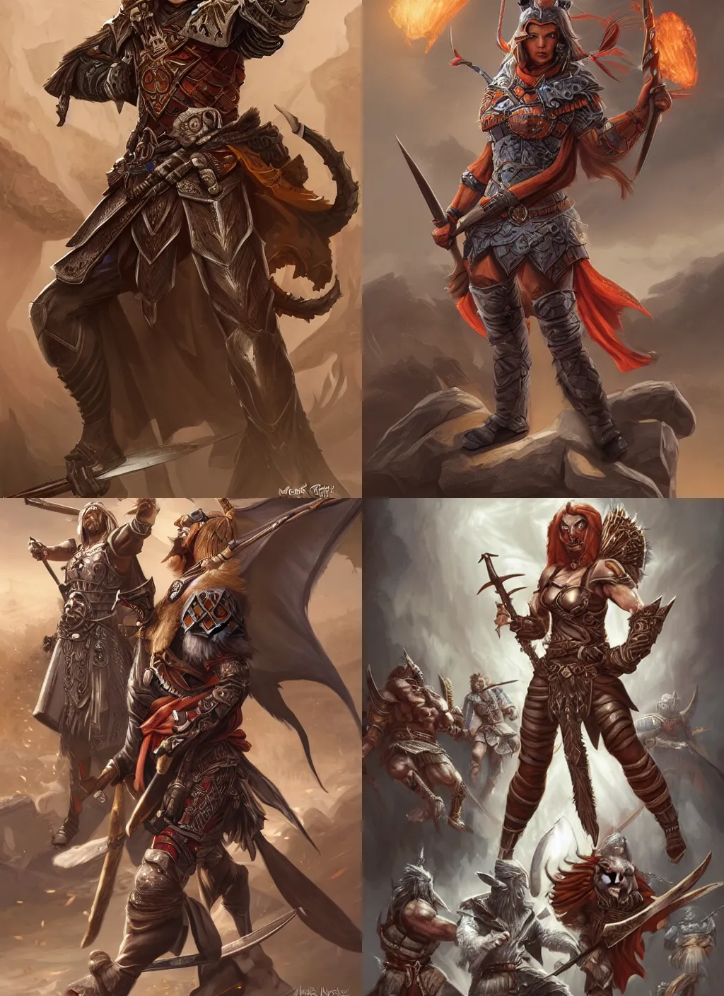 Prompt: warrior dnd character, single character concept art, long shot, highly detailed, digital art, by mark brooks,