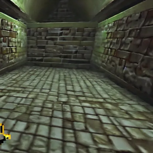 Prompt: gopro footage of link running through a dungeon in the original the legend of zelda